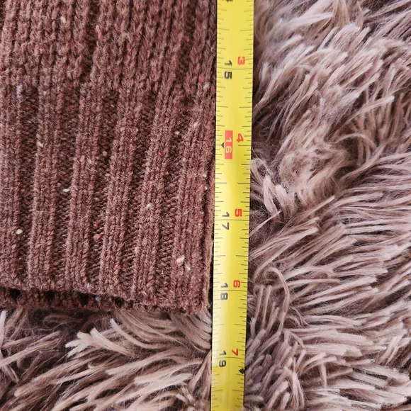 Vintage L.L.Bean Men's Brown 100% Shetland Wool Sweater with Elbow Patches